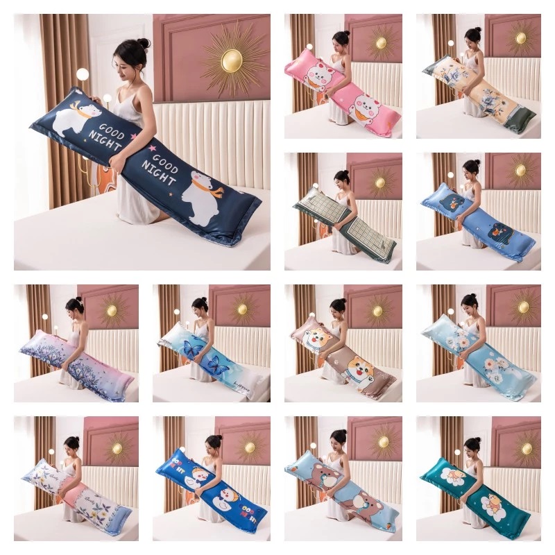 Satin Pillowcase Silk - Cool Summer 120/150/180Cm Long Pillowcase Couple