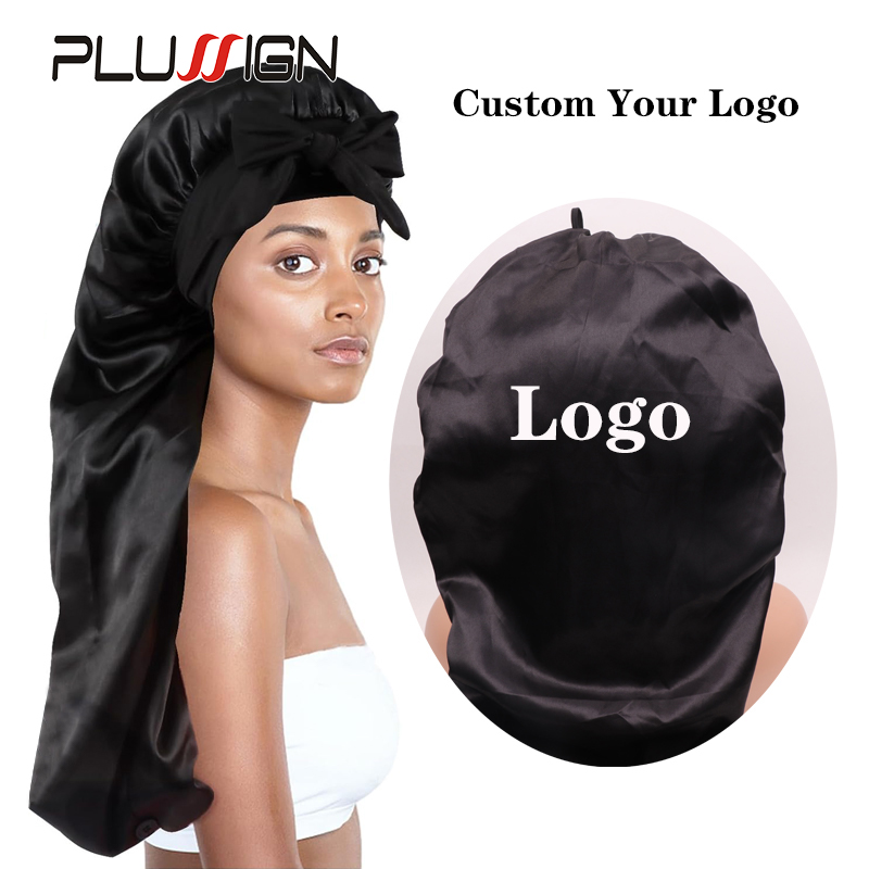 Hair Care Logo - Custom Logo Long Satin Bonnet Silk